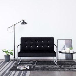 VidaXL 2-osobowa sofa z podłokietnikami, czarna, chrom i aksamit