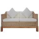 VidaXL 2-osobowa sofa z poduszkami, naturalny rattan