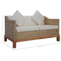 VidaXL 2-osobowa sofa z poduszkami, naturalny rattan