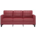 VidaXL 3-osobowa sofa, winna czerwień, 180 cm, sztuczna skóra