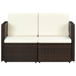 VidaXL 2-osobowa sofa ogrodowa z poduszkami, polirattan, brązowa