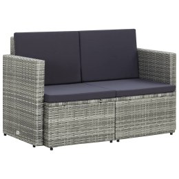 VidaXL 2-osobowa sofa ogrodowa z poduszkami, polirattan, szara