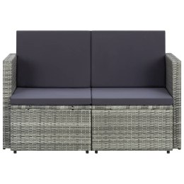 VidaXL 2-osobowa sofa ogrodowa z poduszkami, polirattan, szara