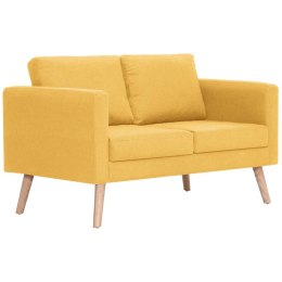 VidaXL Sofa 2-osobowa tapicerowana tkaniną, żółta