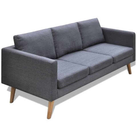 VidaXL Sofa 3-osobowa, materiałowa, ciemnoszara