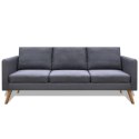 VidaXL Sofa 3-osobowa, materiałowa, ciemnoszara