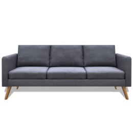 VidaXL Sofa 3-osobowa, materiałowa, ciemnoszara