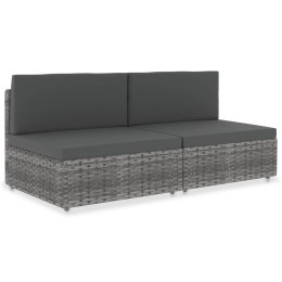 VidaXL Sofa modułowa 2-osobowa, rattan PE, szara