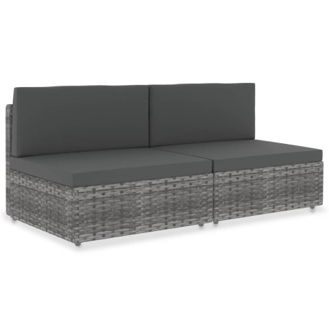 VidaXL Sofa modułowa 2-osobowa, rattan PE, szara