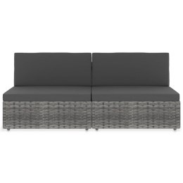 VidaXL Sofa modułowa 2-osobowa, rattan PE, szara