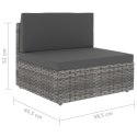 VidaXL Sofa modułowa 2-osobowa, rattan PE, szara