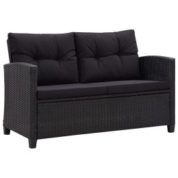 VidaXL 2-osobowa sofa ogrodowa z poduszkami, czarna, 124 cm, rattan PE