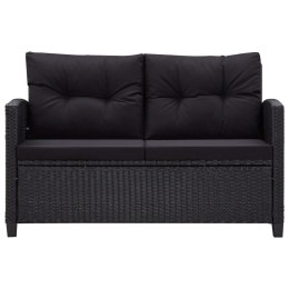 VidaXL 2-osobowa sofa ogrodowa z poduszkami, czarna, 124 cm, rattan PE