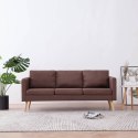 VidaXL 3-osobowa sofa tapicerowana tkaniną, brązowa