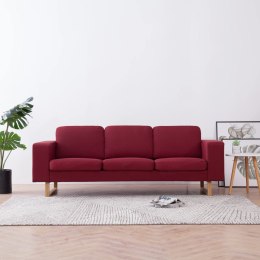 VidaXL Sofa 3-osobowa, tapicerowana tkaniną, kolor czerwonego wina