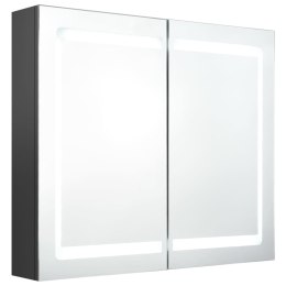 VidaXL Szafka łazienkowa z lustrem i LED, szara, 80x12x68 cm