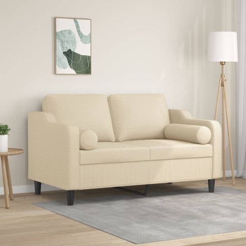 VidaXL 2-osobowa sofa z poduszkami, kremowa, 120 cm, tkanina