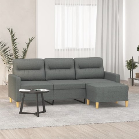 VidaXL 3-osobowa sofa z podnóżkiem, ciemnoszary, 180 cm, tkaniną