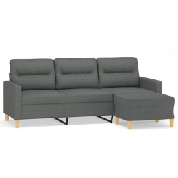 VidaXL 3-osobowa sofa z podnóżkiem, ciemnoszary, 180 cm, tkaniną