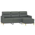 VidaXL 3-osobowa sofa z podnóżkiem, ciemnoszary, 180 cm, tkaniną