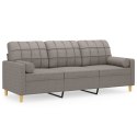 VidaXL 3-osobowa sofa z poduszkami, kolor taupe, 180 cm, tkanina