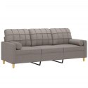 VidaXL 3-osobowa sofa z poduszkami, kolor taupe, 180 cm, tkanina