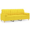 VidaXL 3-osobowa sofa z poduszkami, żółta, 180 cm, tkanina