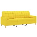 VidaXL 3-osobowa sofa z poduszkami, żółta, 180 cm, tkanina