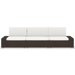 VidaXL Sofa modułowa 3-osobowa, rattan PE, brązowa