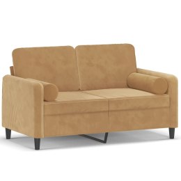 VidaXL 2-osobowa sofa z poduszkami, brązowa, 120 cm, aksamit