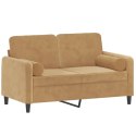 VidaXL 2-osobowa sofa z poduszkami, brązowa, 120 cm, aksamit