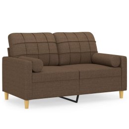 VidaXL 2-osobowa sofa z poduszkami, brązowa, 120 cm, tkanina