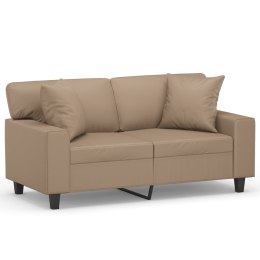 VidaXL 2-osobowa sofa z poduszkami, cappuccino, 120 cm, sztuczna skóra