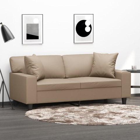 VidaXL 2-osobowa sofa z poduszkami, cappuccino, 140 cm, sztuczna skóra