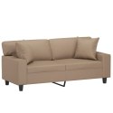 VidaXL 2-osobowa sofa z poduszkami, cappuccino, 140 cm, sztuczna skóra