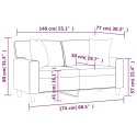 VidaXL 2-osobowa sofa z poduszkami, cappuccino, 140 cm, sztuczna skóra