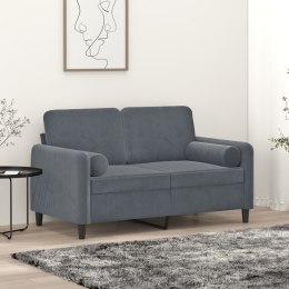 VidaXL 2-osobowa sofa z poduszkami, ciemnoszara, 120 cm, aksamit