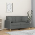 VidaXL 2-osobowa sofa z poduszkami, ciemnoszara, 120 cm, tkanina