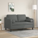 VidaXL 2-osobowa sofa z poduszkami, ciemnoszara, 120 cm, tkanina