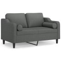 VidaXL 2-osobowa sofa z poduszkami, ciemnoszara, 120 cm, tkanina