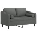 VidaXL 2-osobowa sofa z poduszkami, ciemnoszara, 120 cm, tkanina