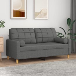 VidaXL 2-osobowa sofa z poduszkami, ciemnoszara, 140 cm, tkanina