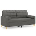 VidaXL 2-osobowa sofa z poduszkami, ciemnoszara, 140 cm, tkanina