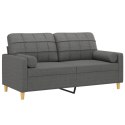 VidaXL 2-osobowa sofa z poduszkami, ciemnoszara, 140 cm, tkanina