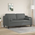 VidaXL 2-osobowa sofa z poduszkami, ciemnoszara, 140 cm, tkanina