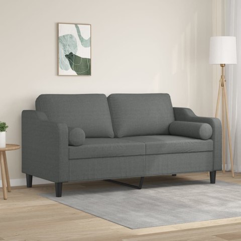 VidaXL 2-osobowa sofa z poduszkami, ciemnoszara, 140 cm, tkanina