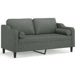 VidaXL 2-osobowa sofa z poduszkami, ciemnoszara, 140 cm, tkanina