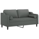 VidaXL 2-osobowa sofa z poduszkami, ciemnoszara, 140 cm, tkanina