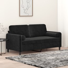 VidaXL 2-osobowa sofa z poduszkami, czarna, 140 cm, aksamit