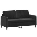 VidaXL 2-osobowa sofa z poduszkami, czarna, 140 cm, aksamit